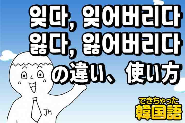 잊다, 잊어버리다, 잃다, 잃어버리다の違い
